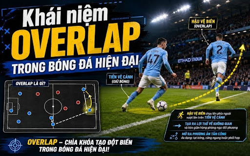Overlap giúp đội bóng tạo thêm phương án tấn công ở hành lang biên